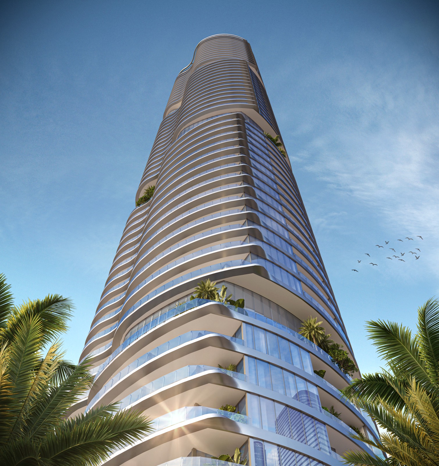 The 619 Brickell tower by Foster + Partners, seen from below