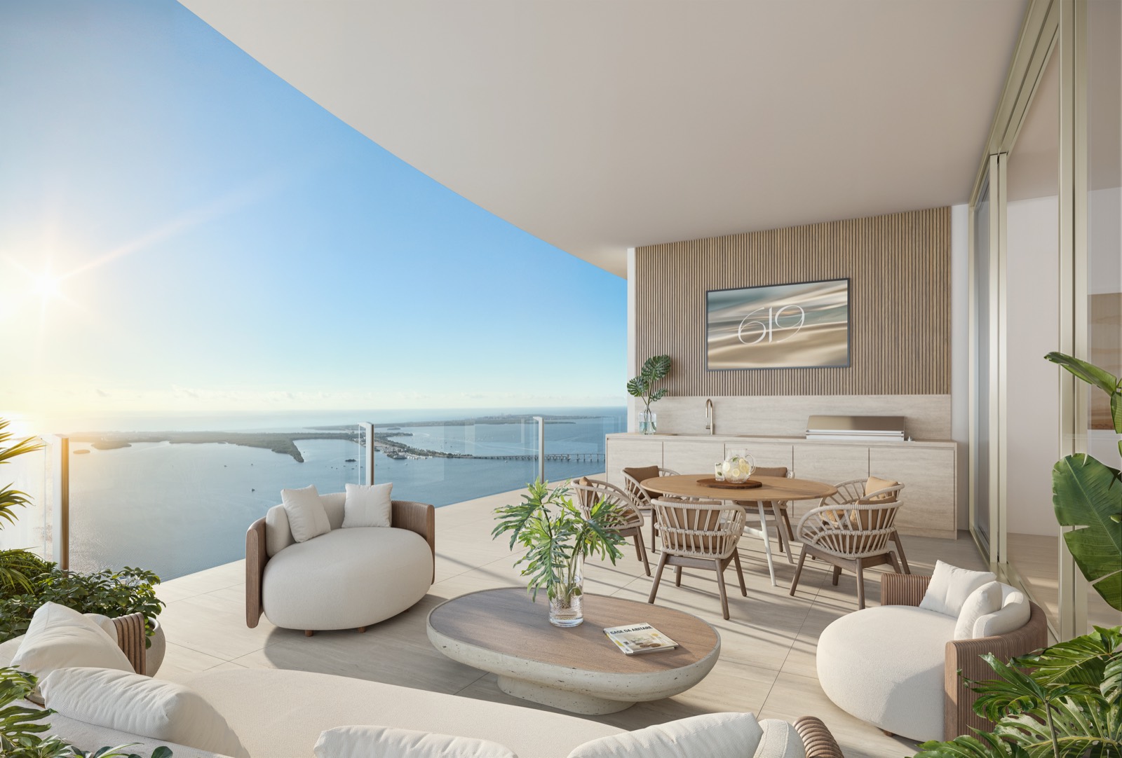 Private summer kitchen terrace at 619 Brickell